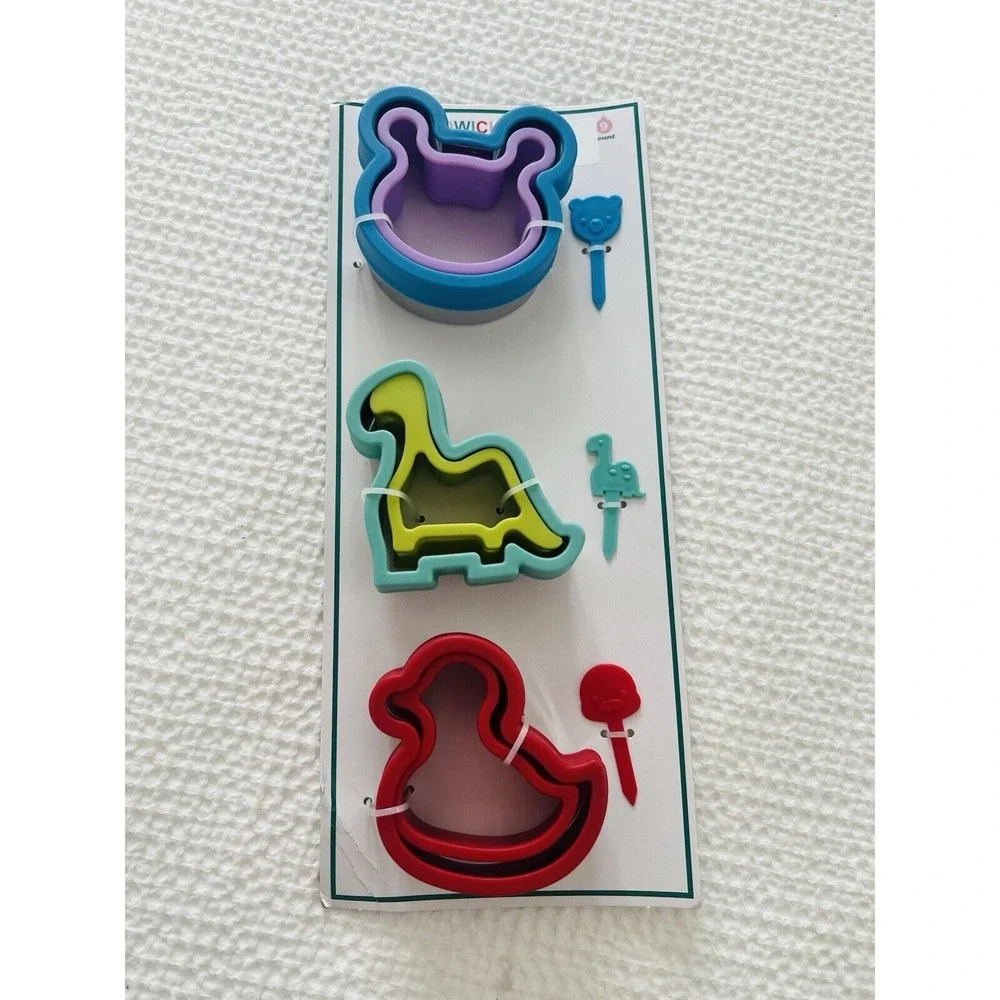 Kids Sandwich‎ Cutters & Matching Picks 3 Shapes Teddy bear, Dinosaur, Duck